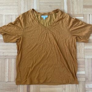 Frank & Oak Brown V-Neck Blouse